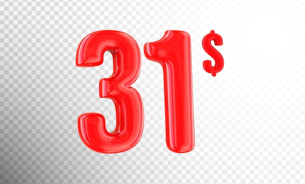Rendering 3D del numero rosso