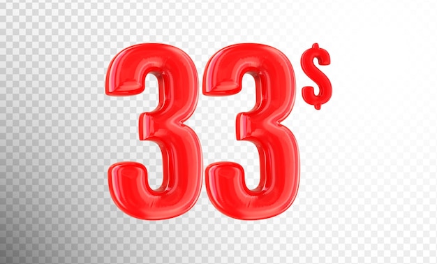 Rendering 3D del numero rosso