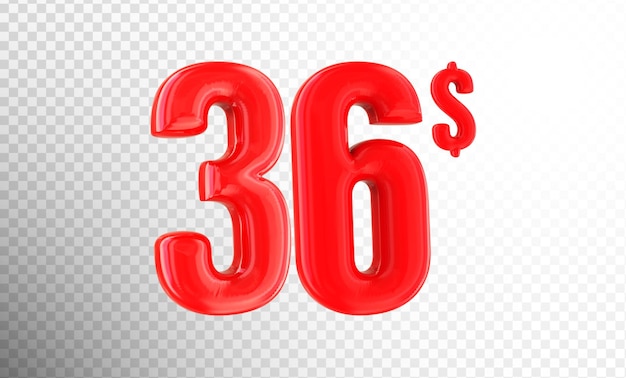 Rendering 3D del numero rosso