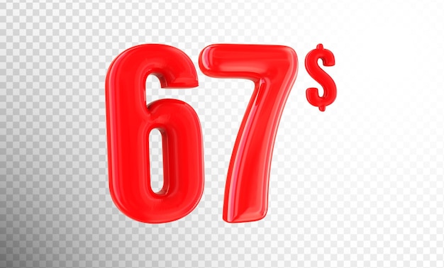 Rendering 3D del numero rosso