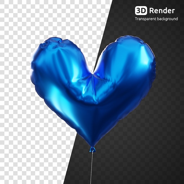 Rendering 3D del palloncino cuore blu