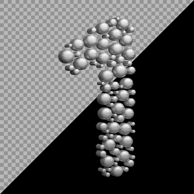 Rendering 3D del palloncino numero 1 argento