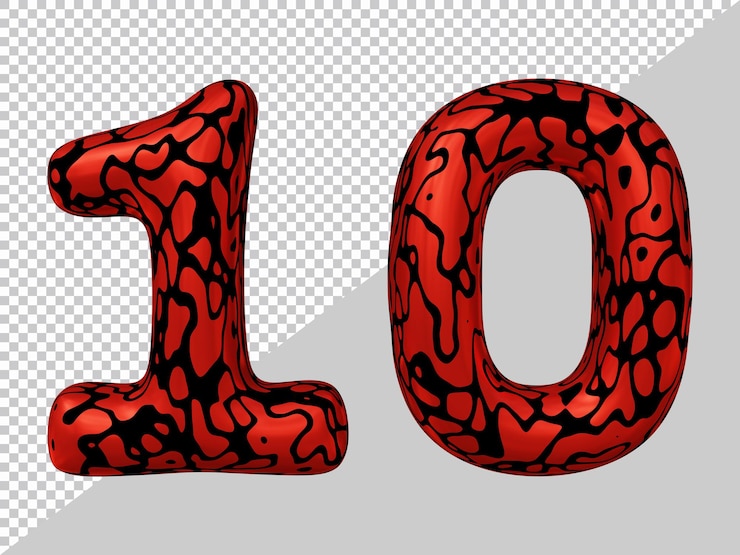 PSD rendering 3d del palloncino numero 10
