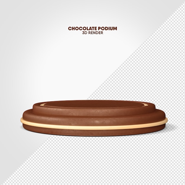 Rendering 3D del podio di Pasqua al cioccolato isolato per la composizione