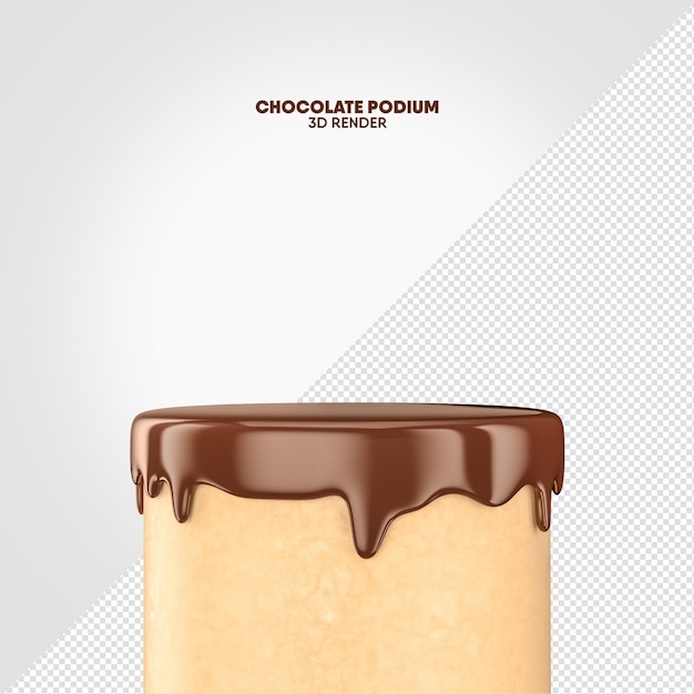Rendering 3D del podio di Pasqua al cioccolato isolato per la composizione