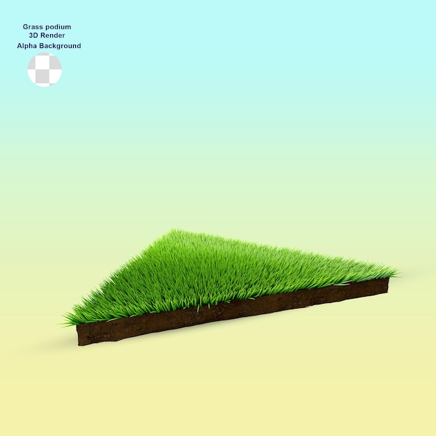 Rendering 3d del podio in erba naturale