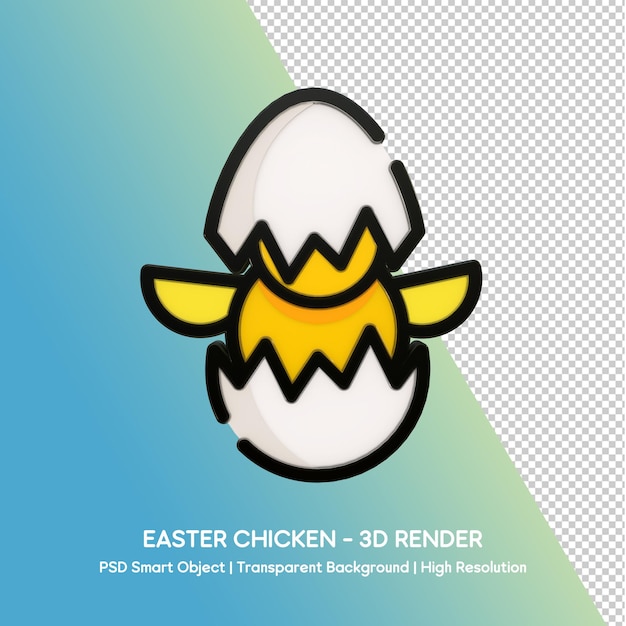 Rendering 3D del pollo di Pasqua - PSD Smart Object
