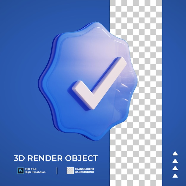 Rendering 3D del pulsante verificato