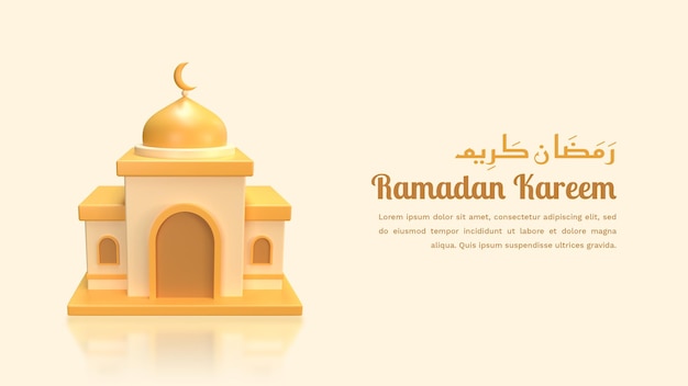 Rendering 3d del ramadan kareem con la moschea