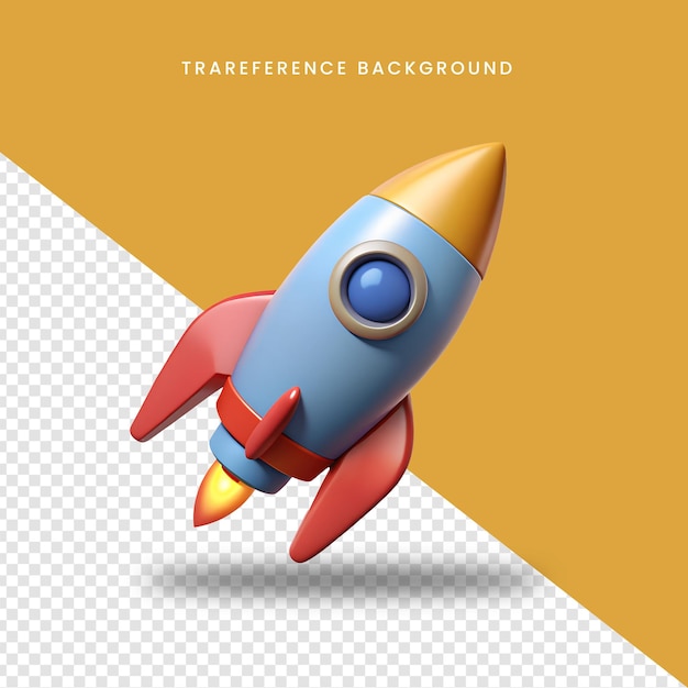 Rendering 3D del razzo spaziale di cartoni animati