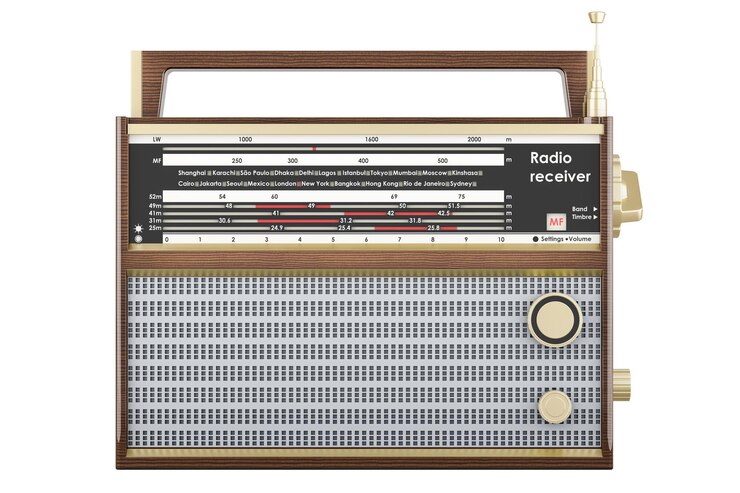 PSD rendering 3d del ricevitore radio isolato su sfondo trasparente