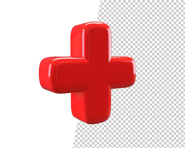 Rendering 3d del segno rosso medico