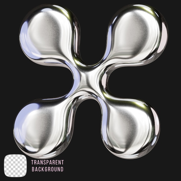 Rendering 3D del simbolo Chrome Y2K su sfondo trasparente