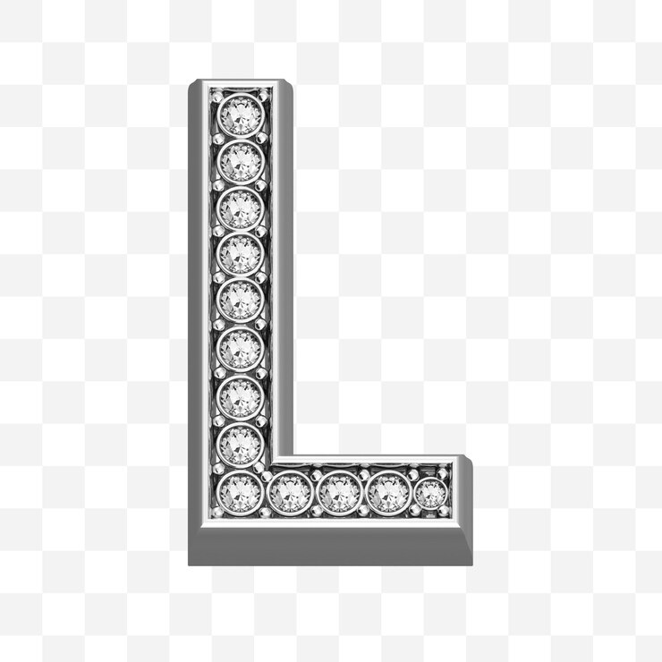 PSD rendering 3d del simbolo dell'alfabeto del diamante di lettere di gioielli in argento di lusso