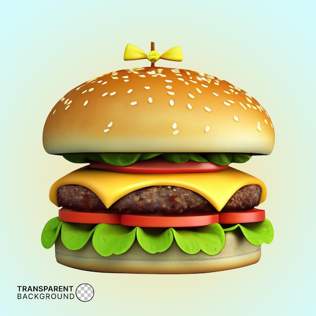 Rendering 3D d'un délicieux hamburger au fromage