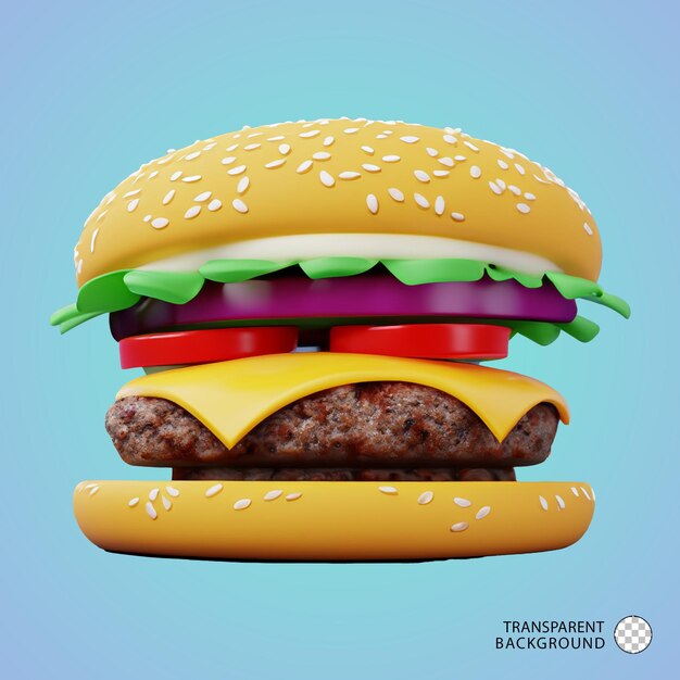 Rendering 3D d'un délicieux hamburger au fromage