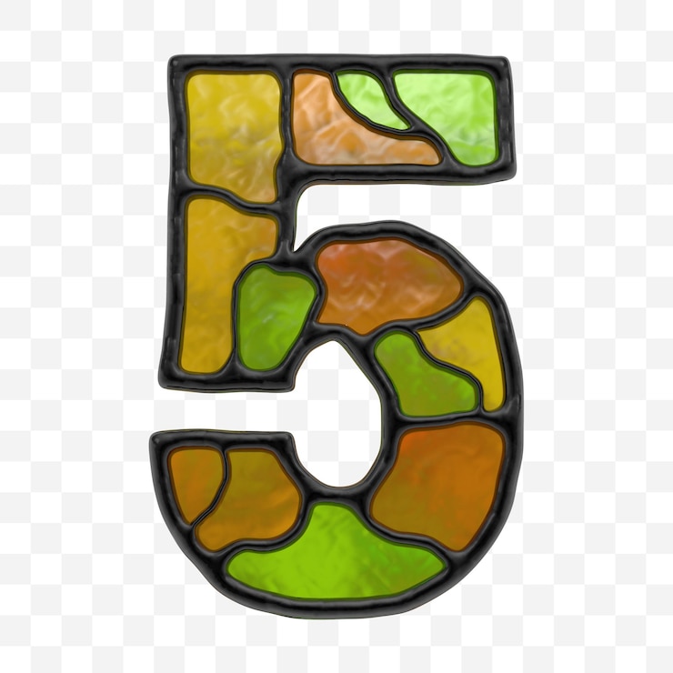 PSD rendering 3d dell'alfabeto in vetro colorato numero di mosaico multicolore isolato su sfondo bianco