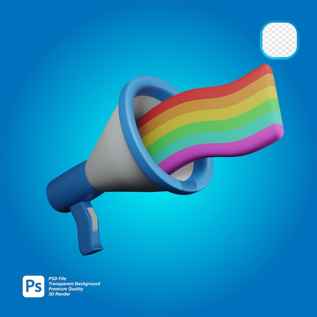 Rendering 3D dell'altoparlante e dell'arcobaleno