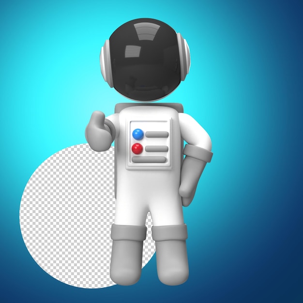 rendering 3d dell'astronauta con il gesto dei pollici in su