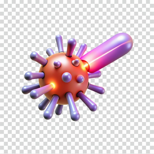 Rendering 3D dell'attacco al virus