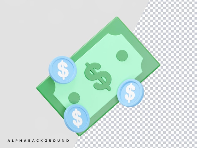 Rendering 3D dell'elemento dell'icona del dollaro