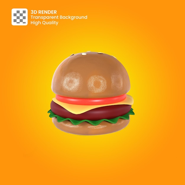 Rendering 3d dell'icona del cheeseburger Psd Premium