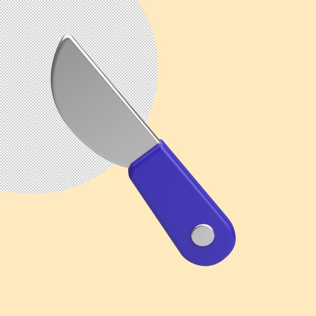 Rendering 3d dell'icona del coltello da cucina isolata su sfondo chiaro