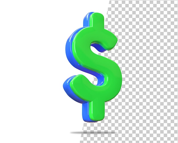 rendering 3d dell'icona del dollaro di valuta verde