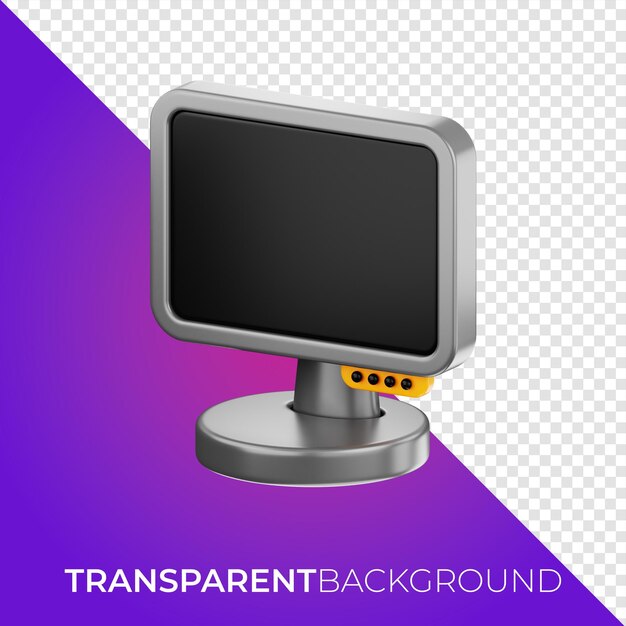 Rendering 3D dell'icona del monitor del computer a tecnologia premium su sfondo isolato