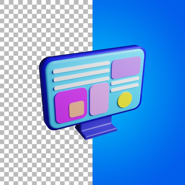 Rendering 3D dell'icona del monitor semplice