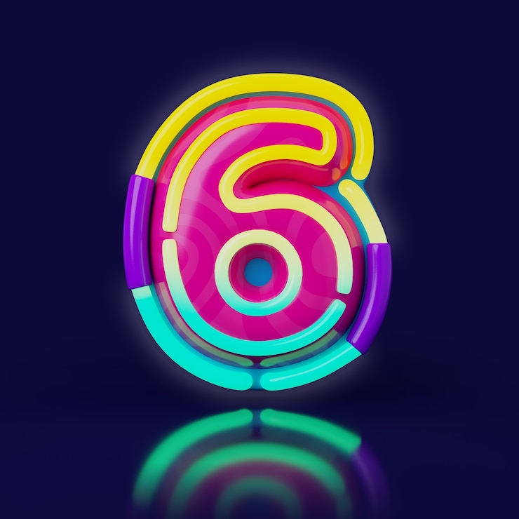 PSD rendering 3d dell'icona del numero al neon