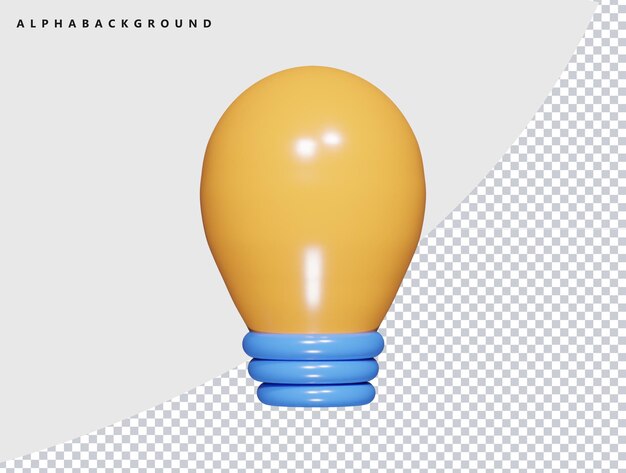 Rendering 3D dell'icona della lampadina