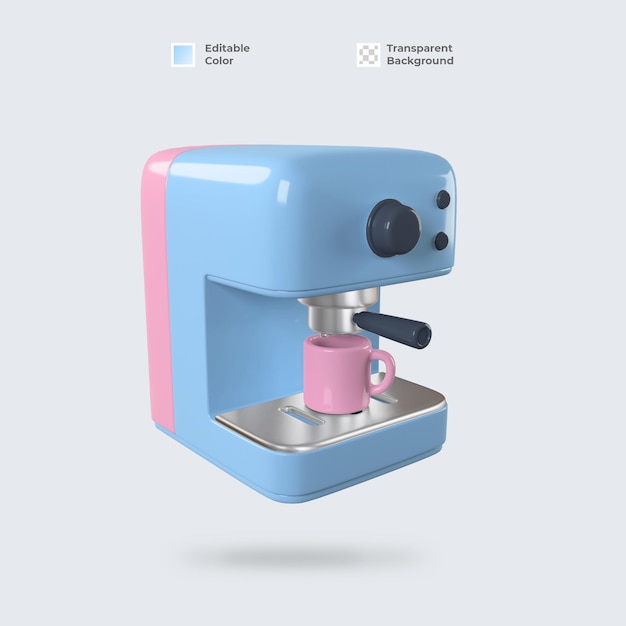Rendering 3D dell'icona della macchina per il caffè isolato