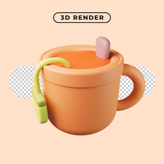 Rendering 3D dell'icona della tazza da tè