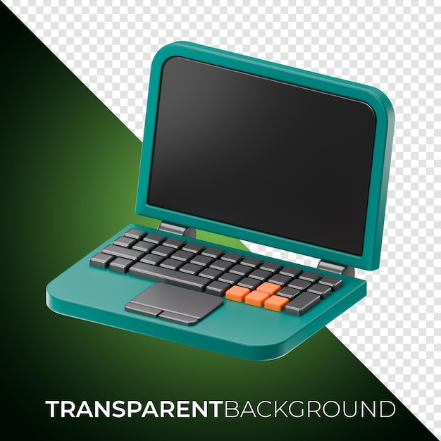Rendering 3D dell'icona della tecnologia premium del portatile su uno sfondo isolato