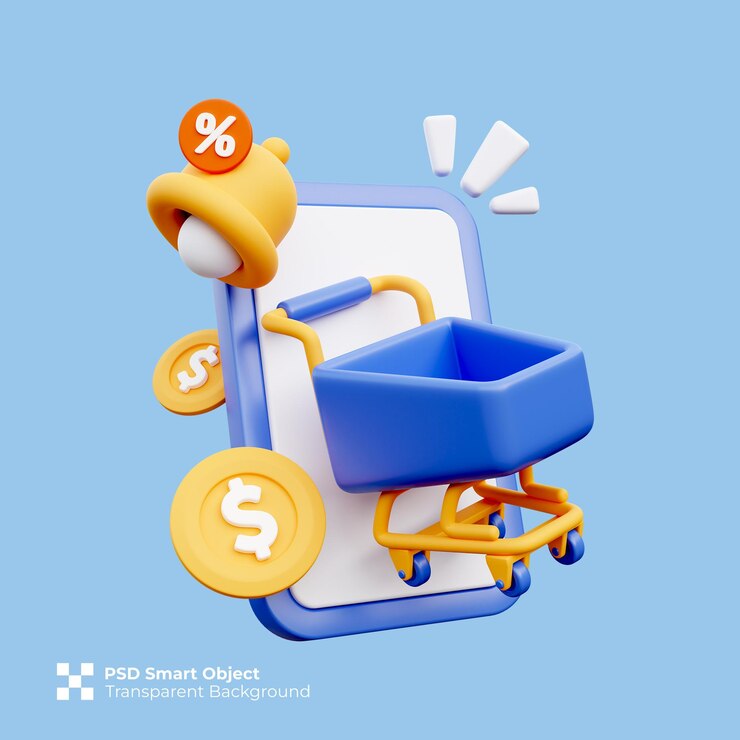 Rendering 3D dell'icona dello shopping mobile illustration isolato premium psd