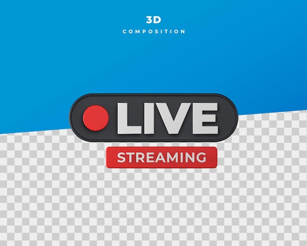 Rendering 3d dell'icona di streaming live