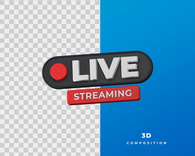 Rendering 3d dell'icona di streaming live
