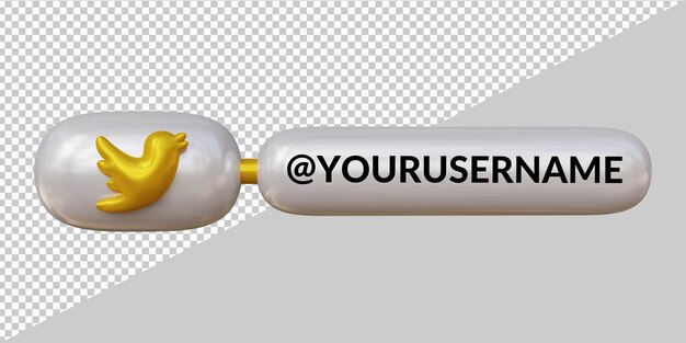 Rendering 3d dell'icona di twitter terzo inferiore