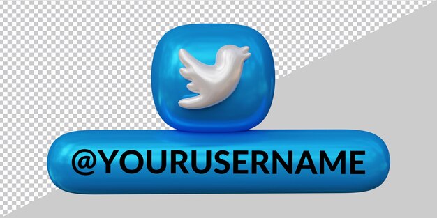 Rendering 3d dell'icona di twitter terzo inferiore