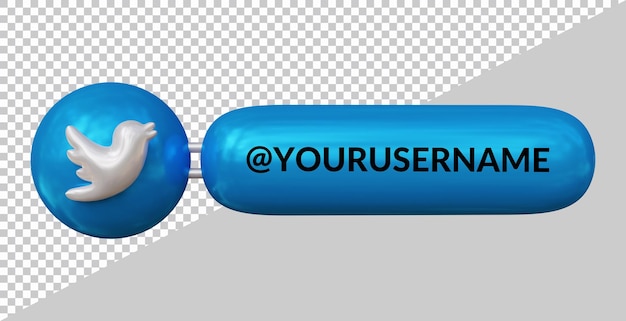 Rendering 3d dell'icona di twitter terzo inferiore
