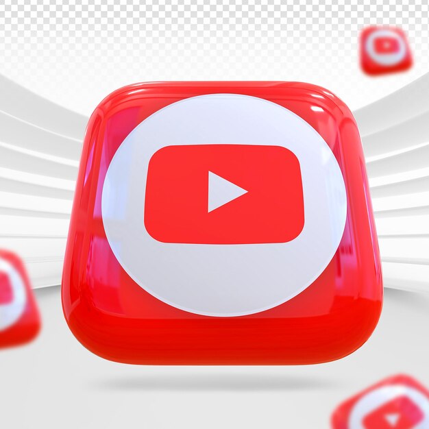 Rendering 3D dell'icona di Youtube