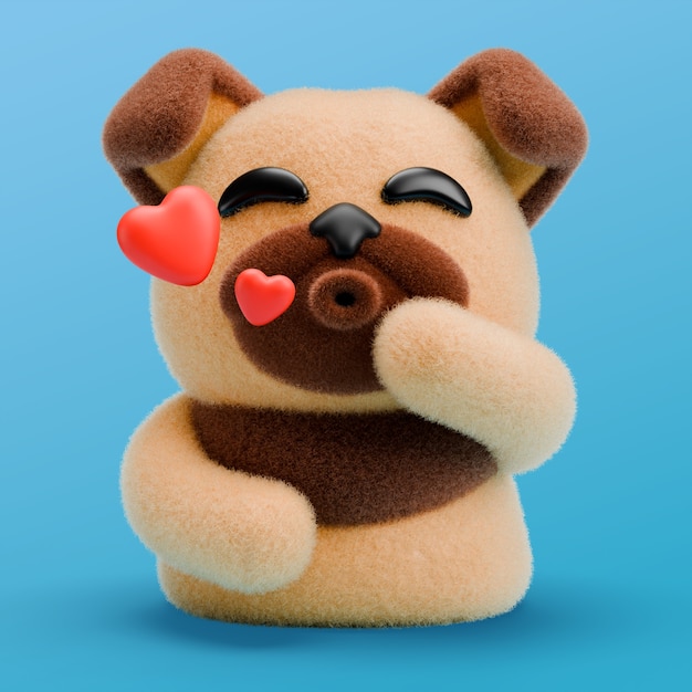 Rendering 3D dell'icona emoji del cane