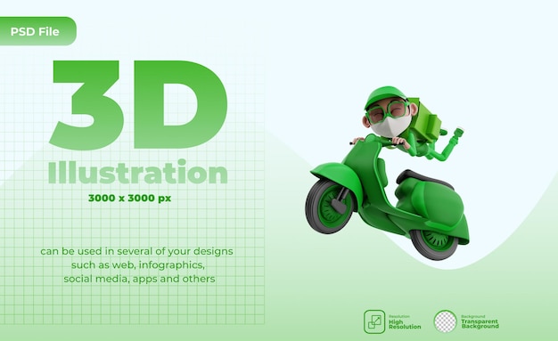 Rendering 3D dell'illustrazione del corriere
