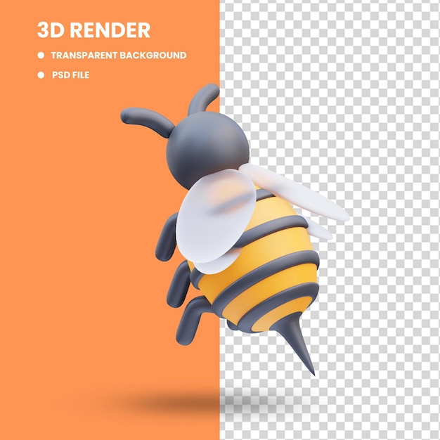 Rendering 3d dell'illustrazione dell'icona dell'ape carina
