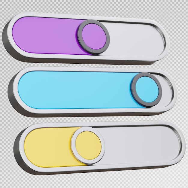 Rendering 3D dell'interfaccia utente barra di regolazione dei colori per il design
