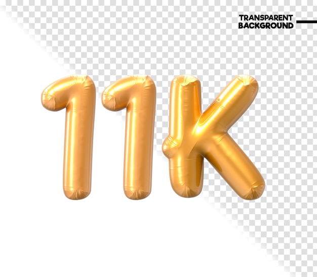 Rendering 3D dell'oro numero 11K