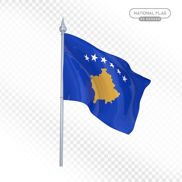 Rendering 3D della bandiera nazionale del Kosovo