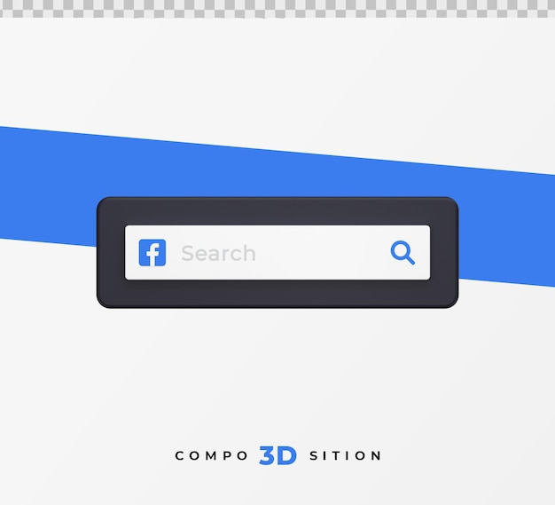 Rendering 3d della barra di ricerca di Facebook