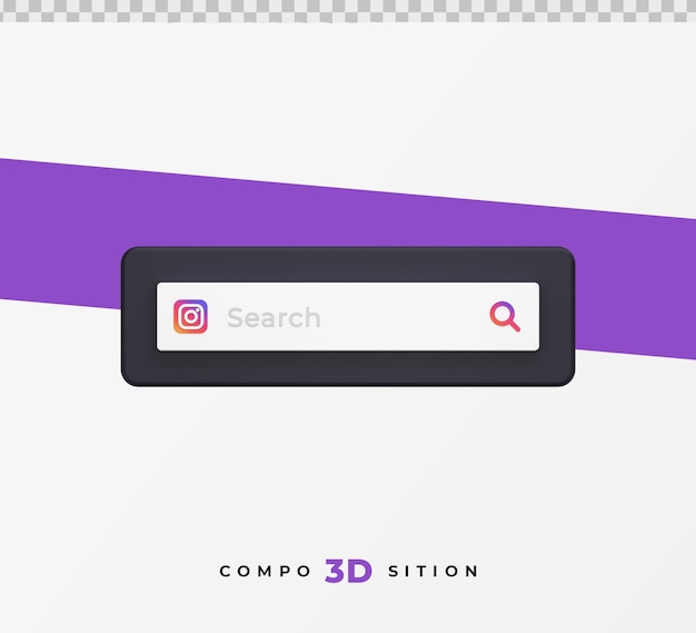 Rendering 3d della barra di ricerca di Instagram